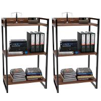 Kit 2 Estantes Com 3 Prateleiras Escritório 104x60 Cm Nogal - 1