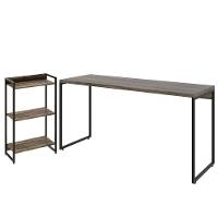 Kit Estante 3 Prateleiras Com Mesa 150Cm Carvalho Dark - 1