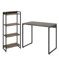 Kit Escritório Estante 4 Prateleiras Mesa 90Cm Carvalho - 1