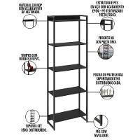 Kit Escritório Estante 5 Prateleiras Com Mesa 120Cm Onix - 3