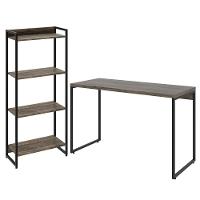 Kit Estante 4 Prateleiras Com Mesa 120Cm Carvalho Dark - 1