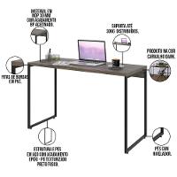 Kit Estante 4 Prateleiras Com Mesa 120Cm Carvalho Dark