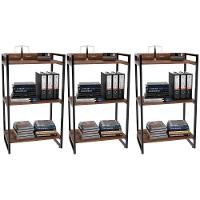 Kit 3 Estantes Com 3 Prateleiras Escritório 14x60 Cm Nogal - 1