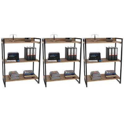 Kit 3 Estantes C/3 Prateleiras Escritório 14x80Cm Carvalho