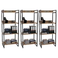 Kit 3 Estantes C/4 Prateleiras Escritório 146x60Cm Carvalho - 1