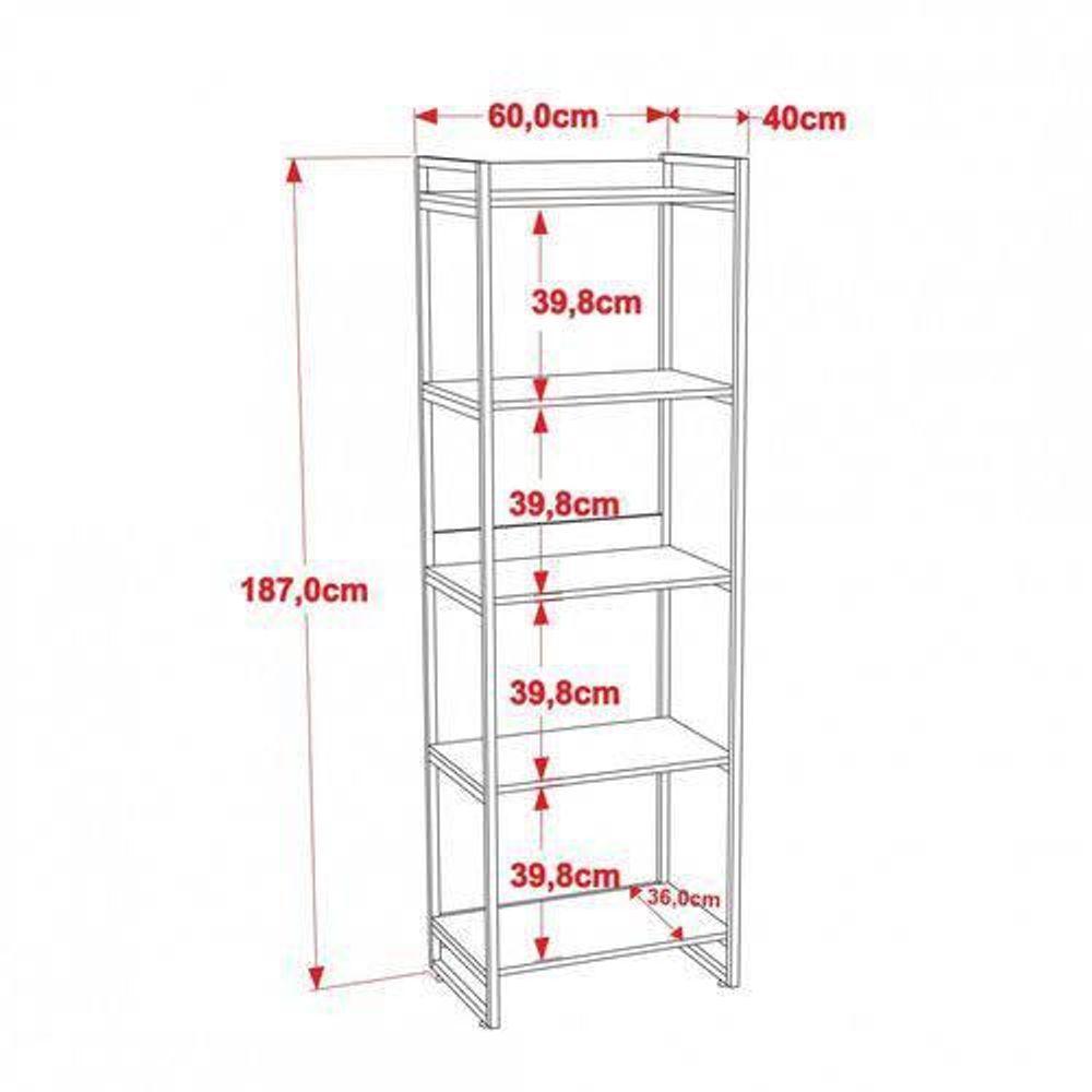 Kit 3 Estantes C/5 Prateleiras Escritório 187x60Cm Carvalho - 3
