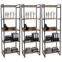 Kit 3 Estantes C/5 Prateleiras Escritório 187x60Cm Carvalho - 1