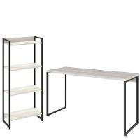 Kit Escritório Estante 4 Prateleiras Com Mesa 135Cm Snow - 1