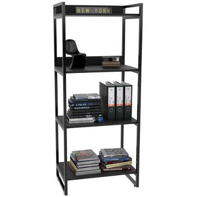 Estante 4 Prateleiras Escritório C01 146X60cm Preto Onix