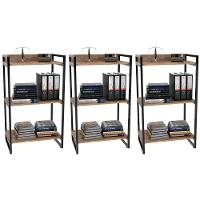 Kit 3 Estantes C/3 Prateleiras Escritório 14x60Cm Carvalho - 1