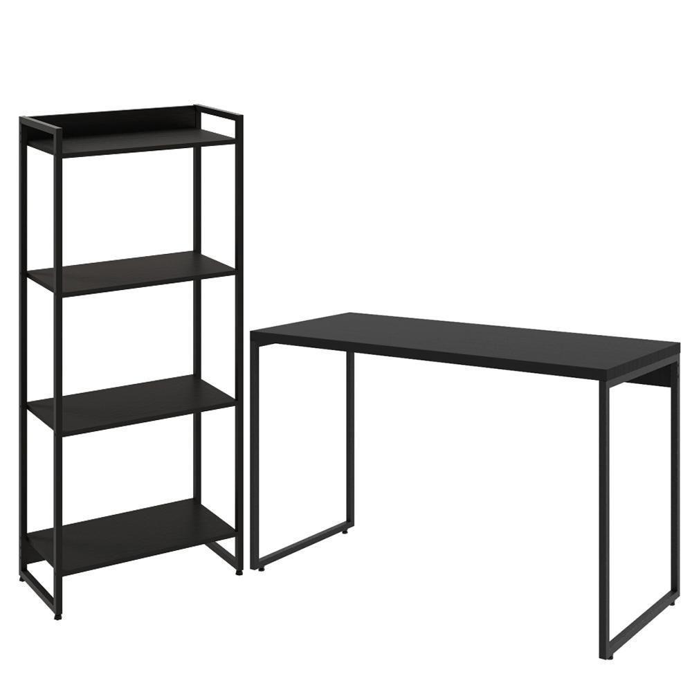 Kit Escritório Estante Areta Com Mesa Aspen 120Cm Onix - 1
