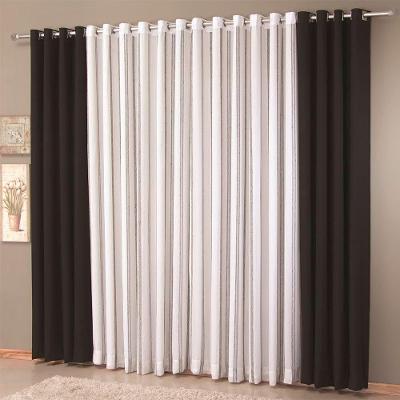 Cortina Grécia Linho Forro Preta 300x250cm Naturalle Sultan