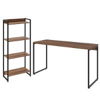 Kit Escritório Estante 4 Prateleiras Com Mesa 135Cm Nogal - 1