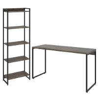 Kit Estante 5 Prateleiras Com Mesa 135Cm Carvalho Dark - 1