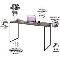 Kit Estante 5 Prateleiras Com Mesa 135Cm Carvalho Dark - 9