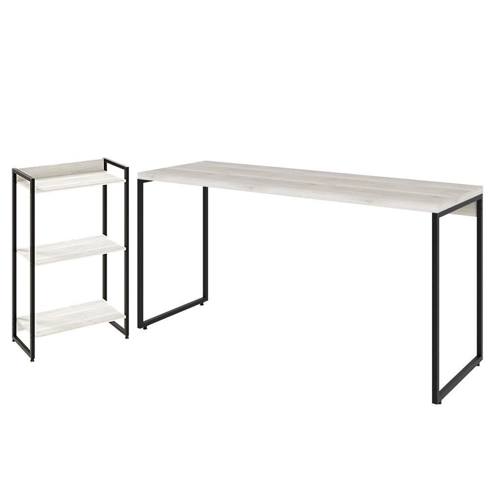 Kit Escritório Estante 3 Prateleiras Com Mesa 150Cm Snow - 1