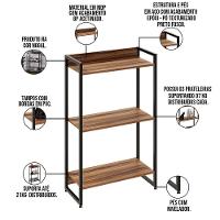 Kit Escritório Estante 3 Prateleiras Com Mesa 135Cm Nogal - 5