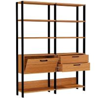 Kit 02 Estantes Trend D03 185X73Cm Freijó Preto Fosco - 1