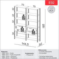 Kit 02 Estantes Trend D03 185X73Cm Freijó Preto Fosco - 2