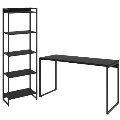 Kit Escritório Estante 5 Prateleiras Com Mesa 135Cm Onix