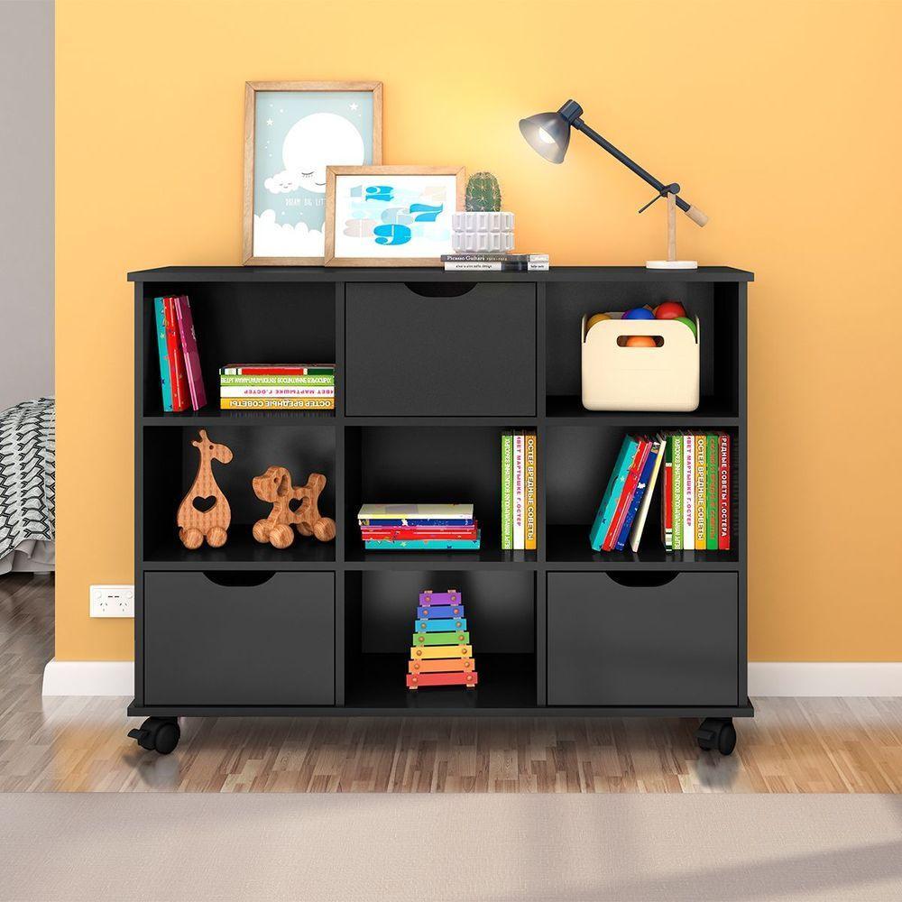 Nicho Organizador C/ 3 Gavetas Com Rodízio Preto/Preto - 5