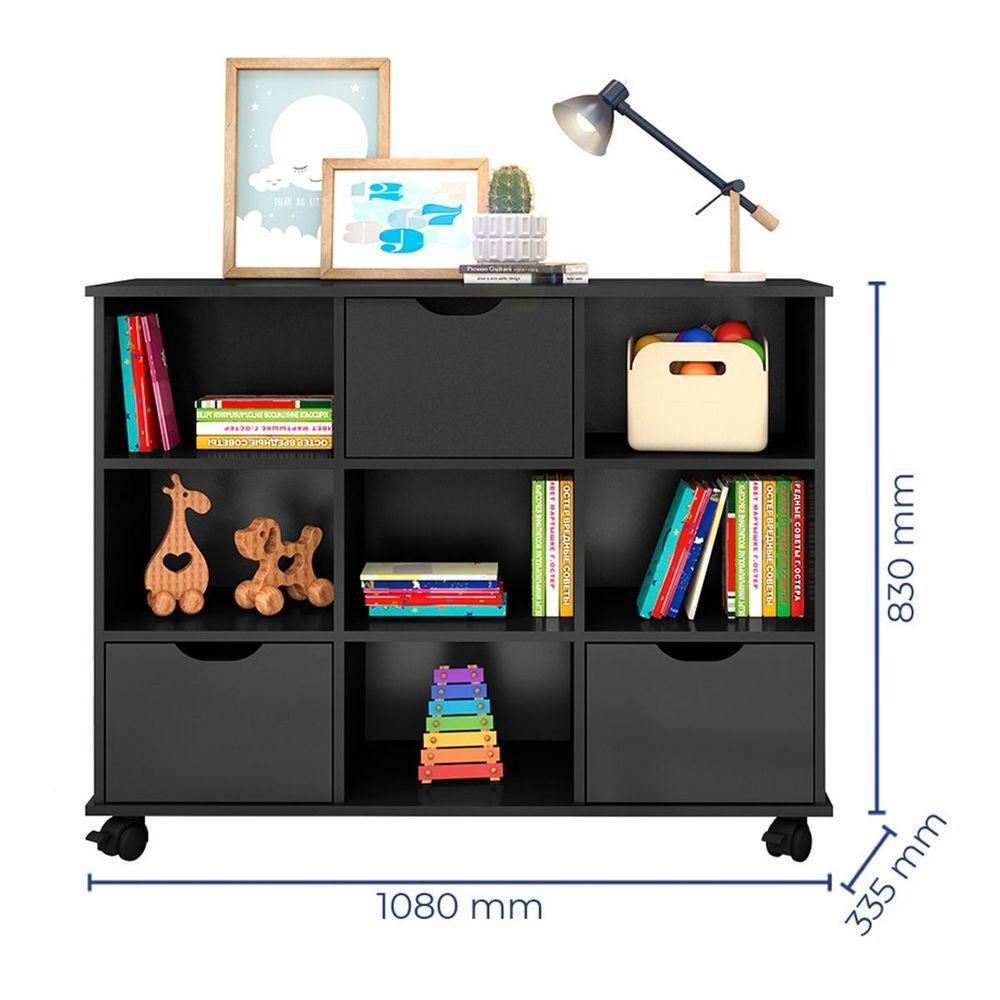 Nicho Organizador C/ 3 Gavetas Com Rodízio Preto/Preto - 6