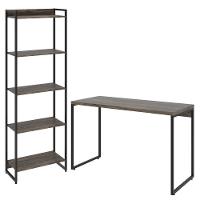 Kit Estante 5 Prateleiras Com Mesa 120Cm Carvalho Dark - 1