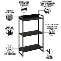Kit Escritório Estante 3 Prateleiras Com Mesa 150Cm Onix - 8