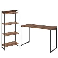 Kit Escritório Estante 4 Prateleiras Com Mesa 120Cm Nogal - 1