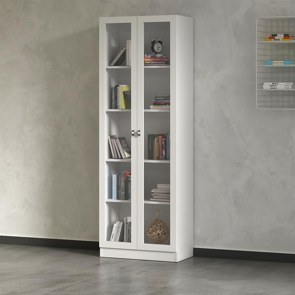 Estante Escritório 2 Portas Vidro Cannes 171X59 Branco - 7