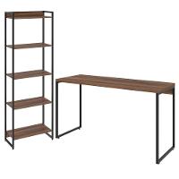 Kit Escritório Estante 5 Prateleiras Com Mesa 135Cm Nogal - 1