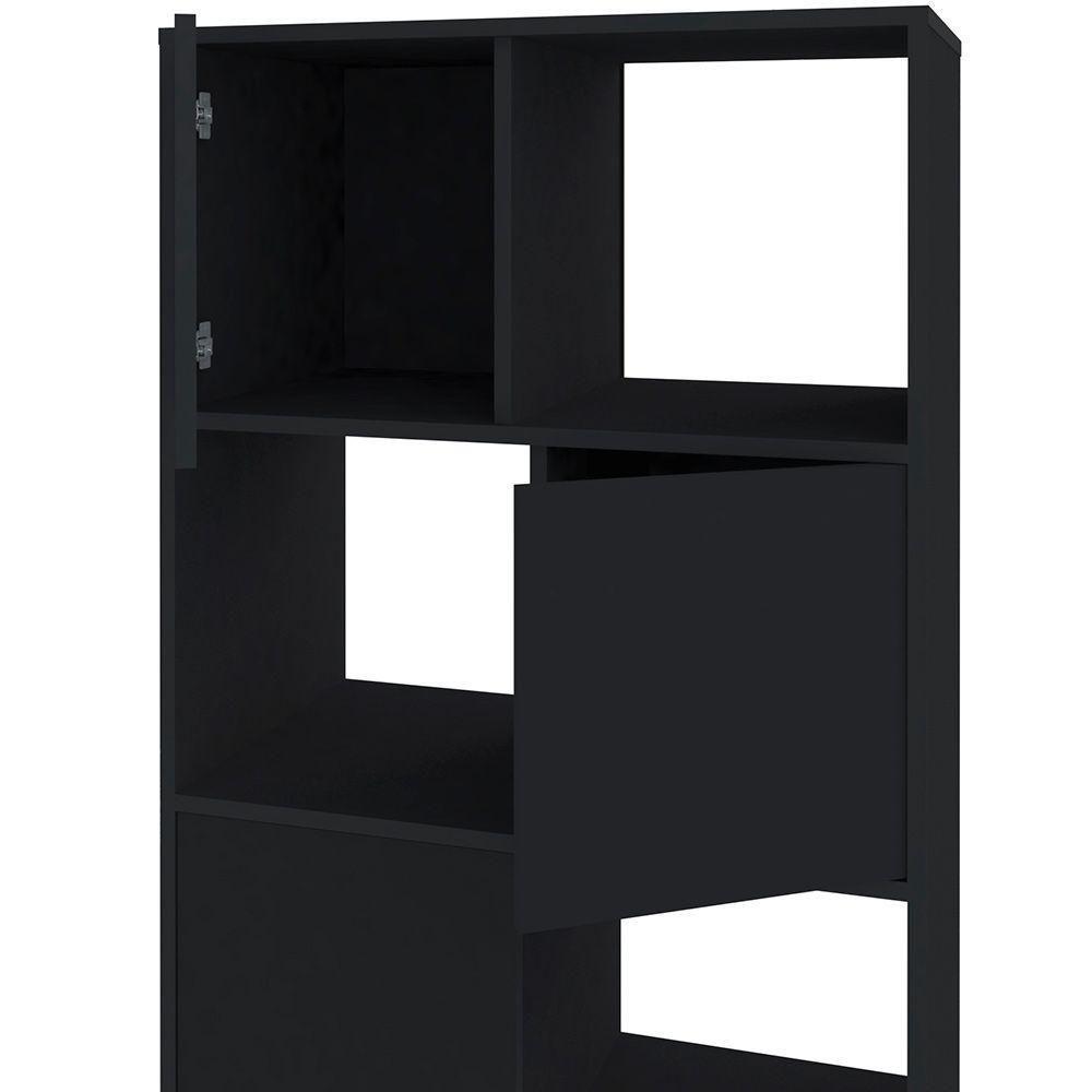 Armário Multiuso 02 Portas Com Nichos Wally A02 Preto - 6