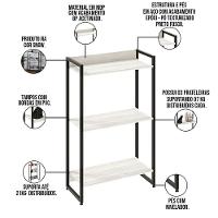 Kit Escritório Estante 3 Prateleiras Com Mesa 120Cm Snow - 9