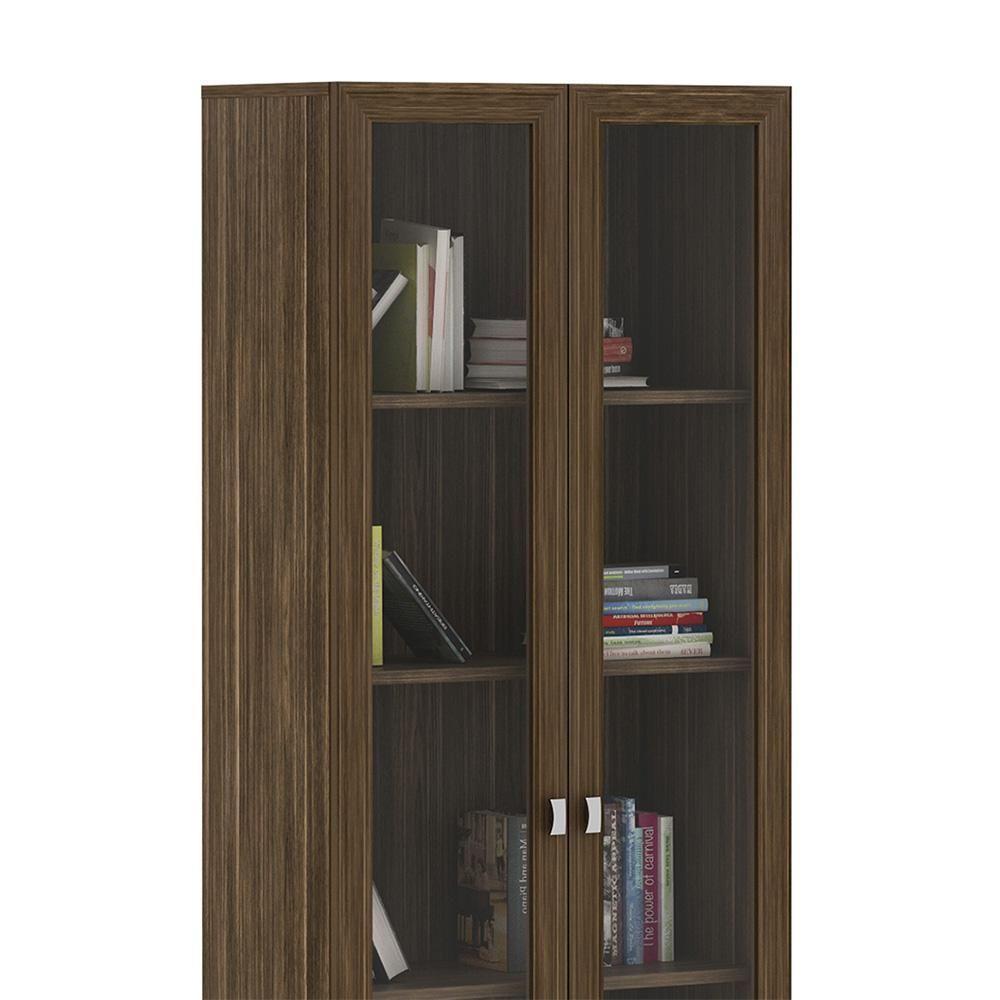 Estante Escritório 2 Portas Vidro Cannes 171X59 Nogal - 2