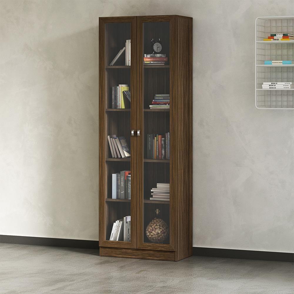 Estante Escritório 2 Portas Vidro Cannes 171X59 Nogal - 7