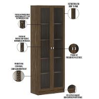 Estante Escritório 2 Portas Vidro Cannes 171X59 Nogal - 9