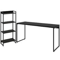 Kit Escritório Estante 4 Prateleiras Com Mesa 150Cm Onix - 1