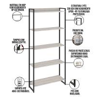 Estante Escritório 05 Prateleiras Areta 186X80Cm C01 Snow - 3