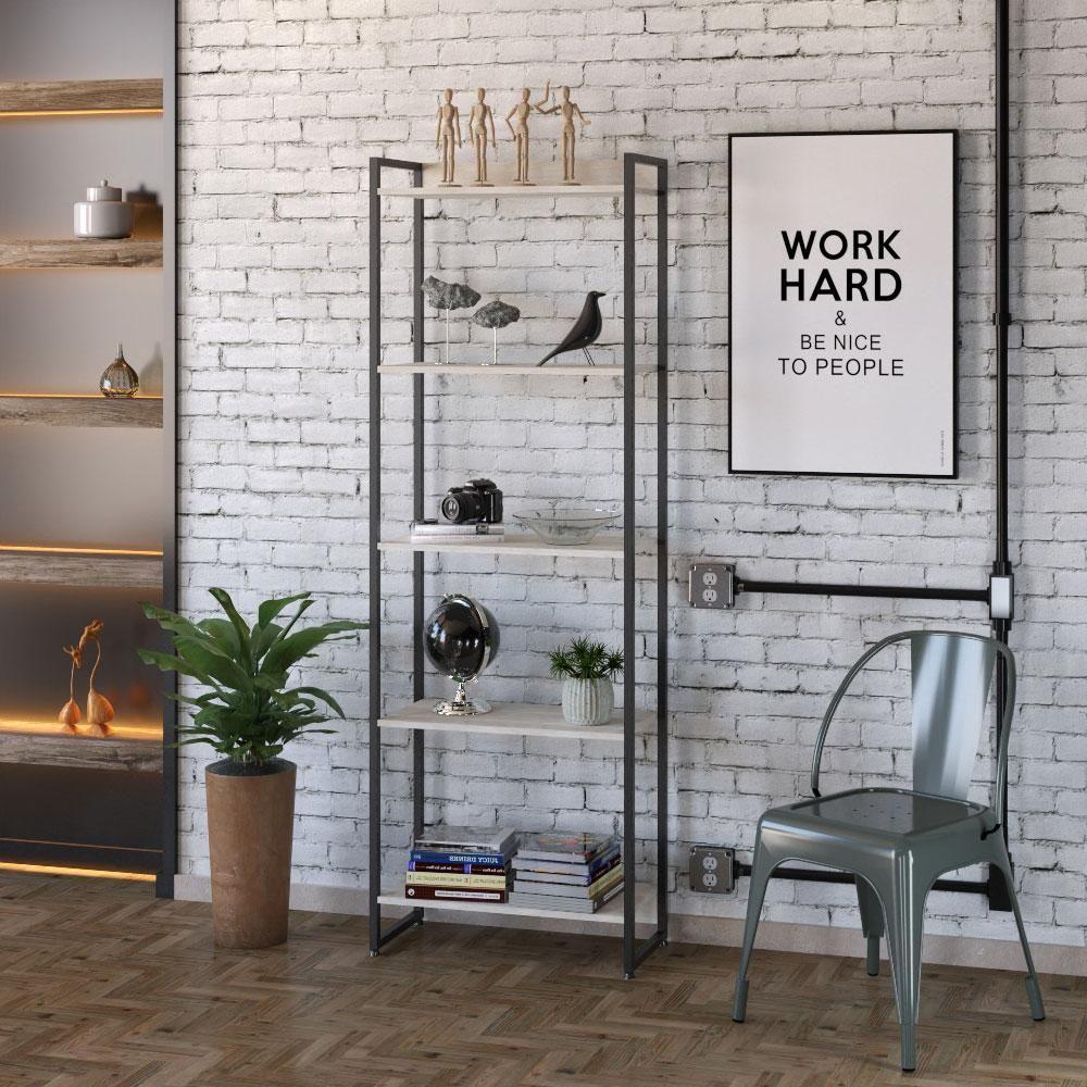 Kit Escritório Estante 5 Prateleiras Com Mesa 150Cm Snow - 9