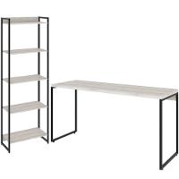 Kit Escritório Estante 5 Prateleiras Com Mesa 150Cm Snow - 1