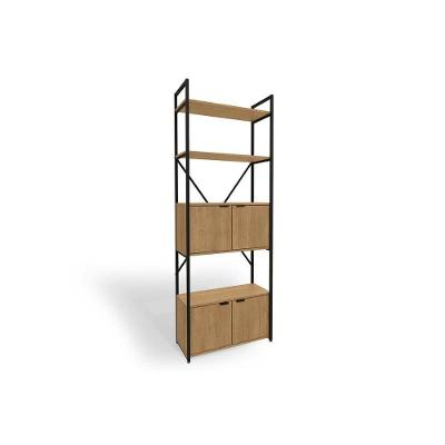 Estante Livreiro Casal Industrial Alta LI018 c/ 4 Portas Freijo/Preto - Kappesberg