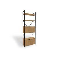 Estante Livreiro Casal Industrial Alta LI018 c/ 4 Portas Freijo/Preto - Kappesberg - 1