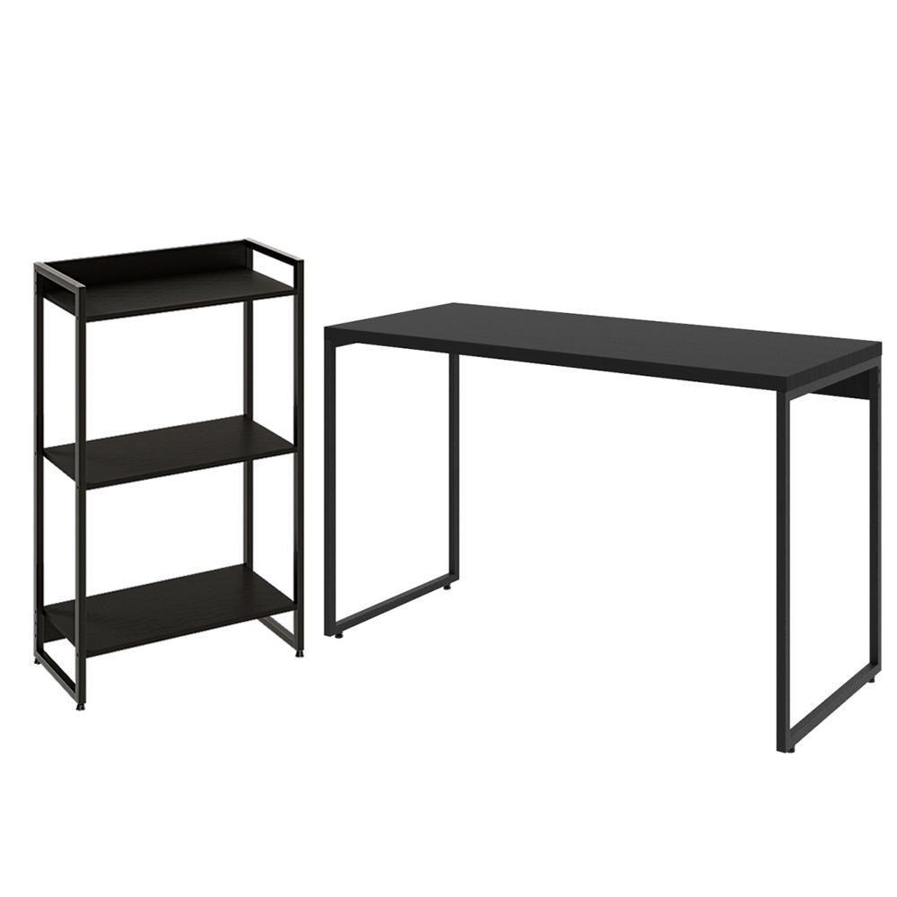 Kit Escritório Estante 3 Prateleiras Com Mesa 120Cm Onix - 1