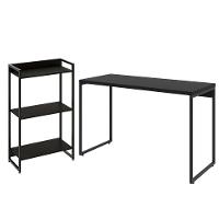 Kit Escritório Estante 3 Prateleiras Com Mesa 120Cm Onix - 1