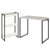 Kit Para Escritório Estante 3 Prateleiras Mesa 90Cm Snow - 1