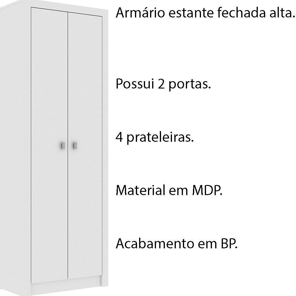 Armário Estante Alto Para Escritório Mdp Branco - 4