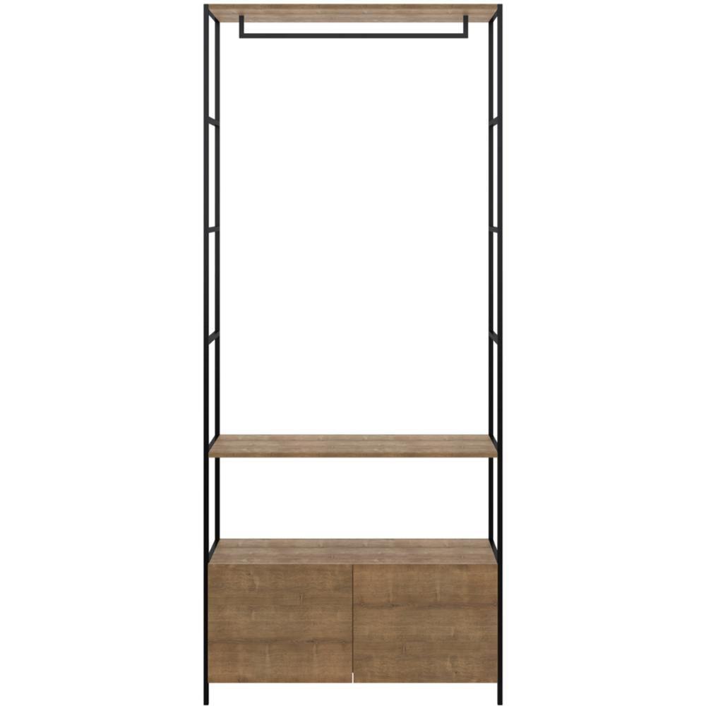 Estante Closet Industrial Steel Quadra Artesano 90 Cm (largura) Mdp Vermont Aço Preto 2 Gavetas - 5