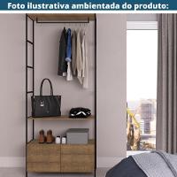 Estante Closet Industrial Steel Quadra Artesano 90 Cm (largura) Mdp Vermont Aço Preto 2 Gavetas - 2