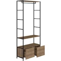 Estante Closet Industrial Steel Quadra Artesano 90 Cm (largura) Mdp Vermont Aço Preto 2 Gavetas