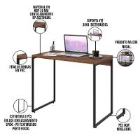 Kit Para Escritório Estante 4 Prateleiras Mesa 90Cm Nogal